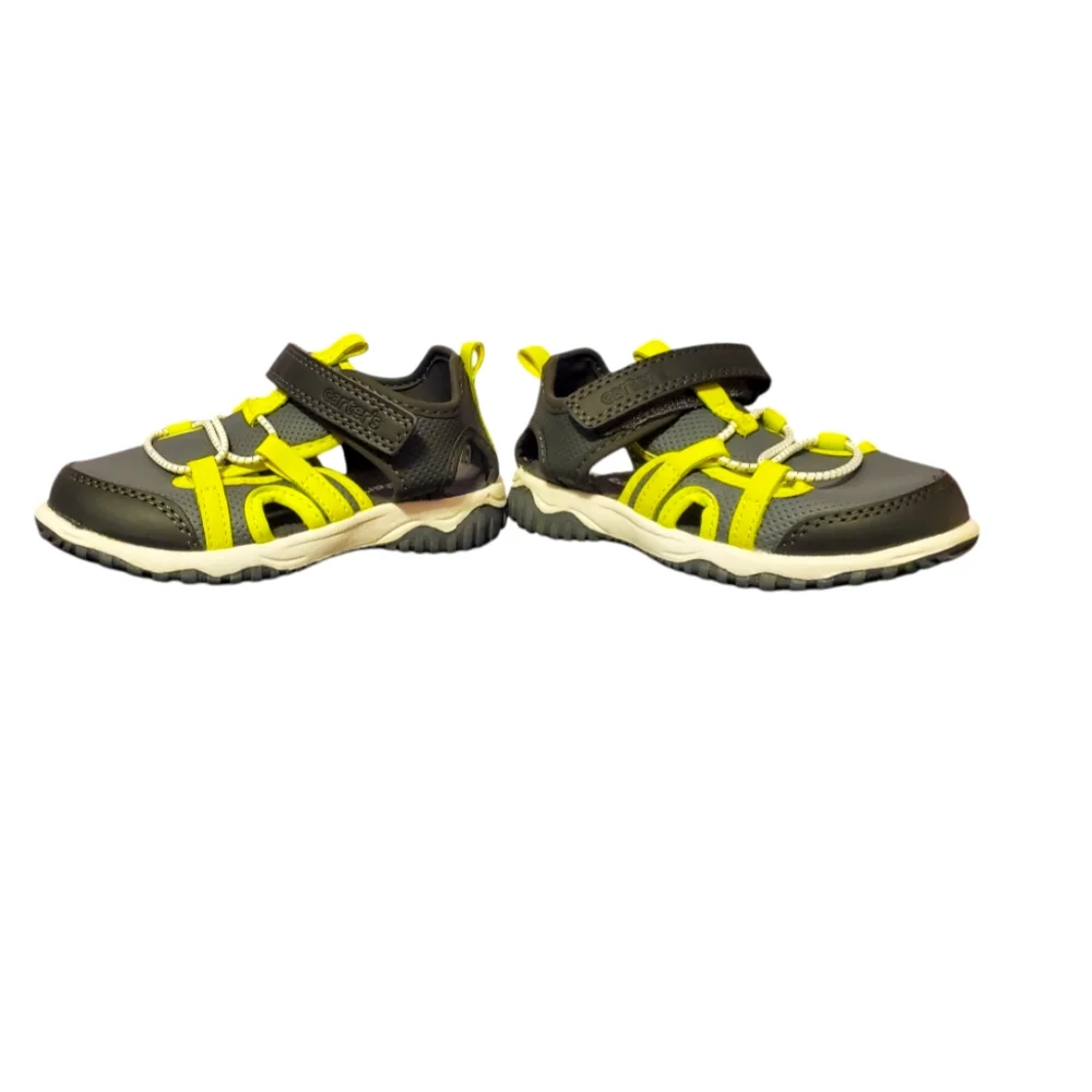 Carter's Toddler Athletic Sneakers Size 8 Gray & Lime Hook Loop NWOT